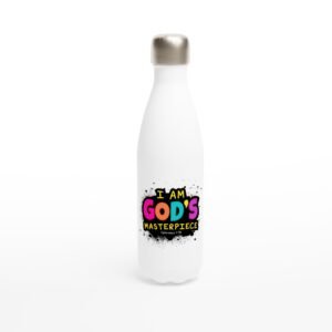 "I Am God’s Masterpiece" Ephesians 2:10 White 17oz Stainless Steel Water Bottle